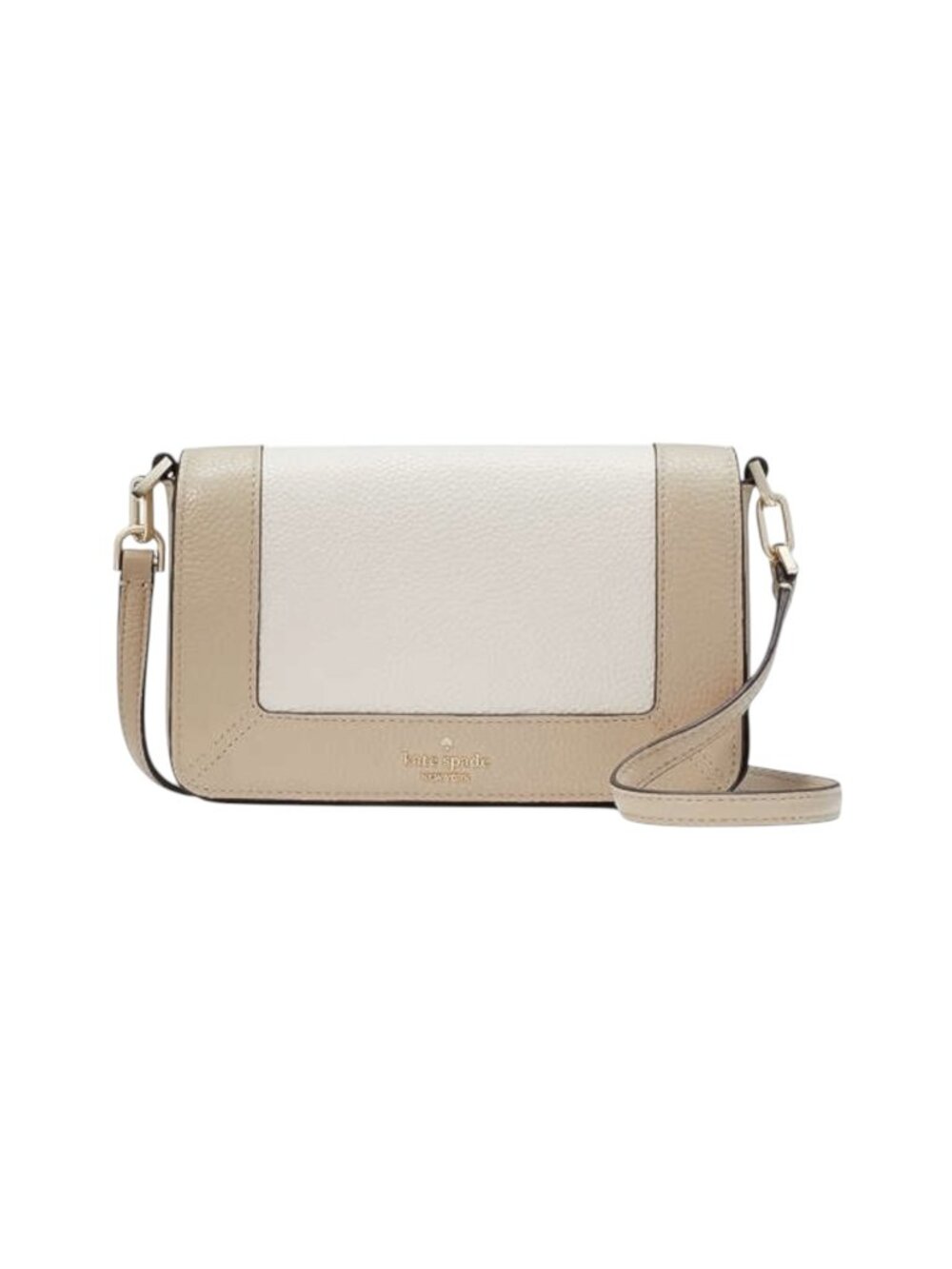 Kate Spade Ivory Beige Colorblock Pebbled Leather Lena Crossbody NWT $299 MSRP